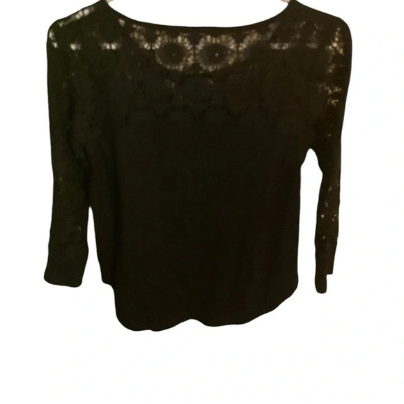 Hollister Lace Half Sheer T-Shirt Jersey Black Sz XS - Picture 2 of 3